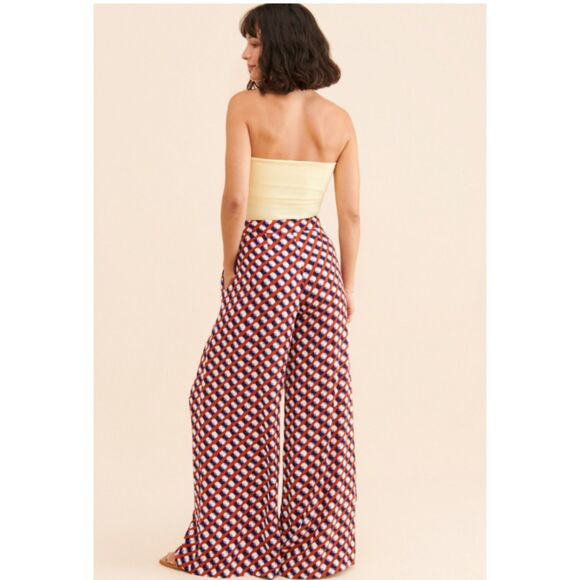 Corey Lynn Calter Flowy Pleated Pants Bold Print Wide Leg Rayon Trousers Sz XS - Picture 9 of 9